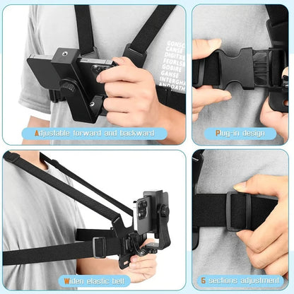 Adjustable Phone Clip Holder with Chest Strap for Cameras and Mobile Devices – Versatile, Durable & Adjustable