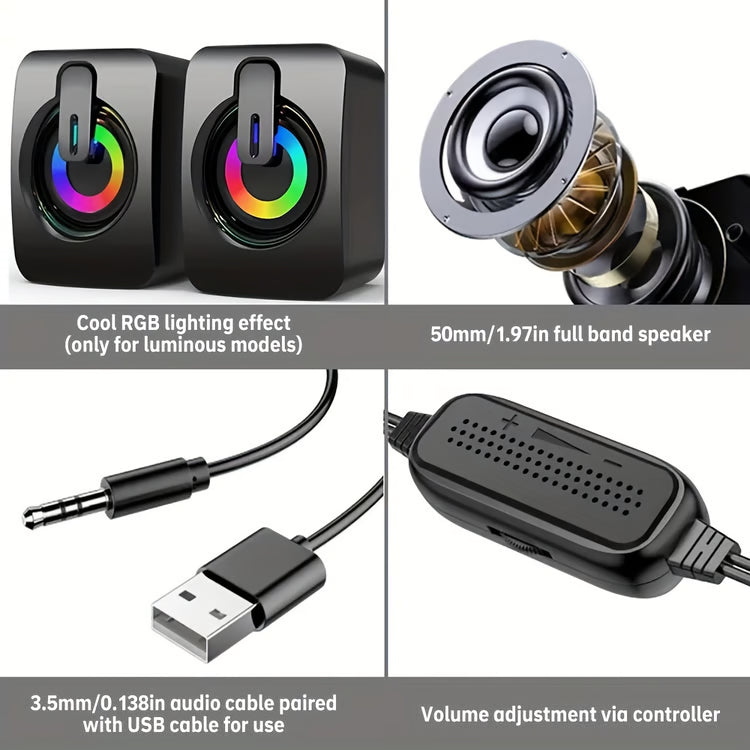Computer Speakers with LED Lights – High-Fidelity Sound for Desktop & Gaming