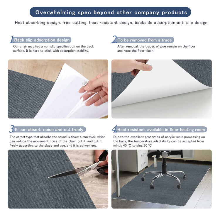 Office Rolling Chair Mat , Computer Gaming Chair Mat, Work in Hardwood Floor Mat, Bedroom and Living Room Mat