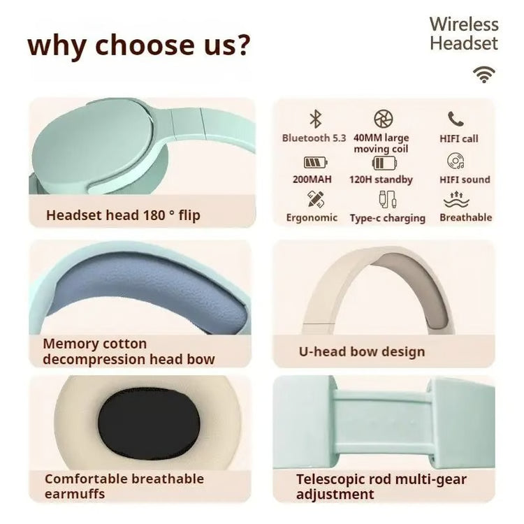 Wireless Over-Ear Headphones with Immersive Surround Sound